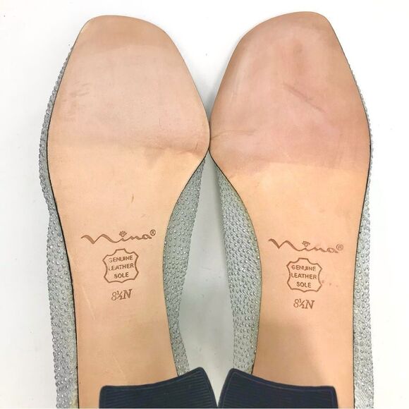 Nina Silver Glitter Sheer Side Square Toe Special Occasion Block Heel Shoes - Picture 14 of 15